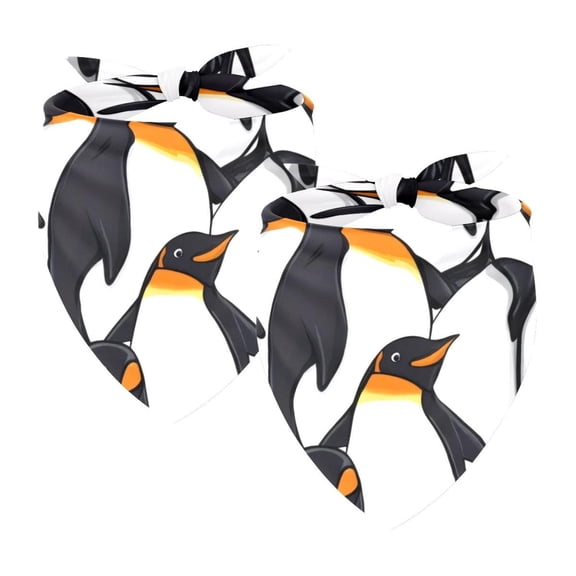 PhooArto Cartoon Penguins Pattern Dog Bandanas, 2 Pack Soft Washable Pet Scarf Triangle for Large Dogs Puppies and Cats