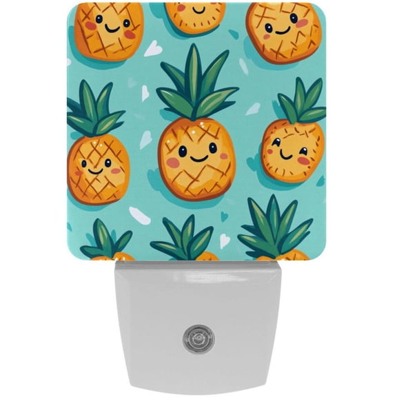 PhooArto Cartoon Pineapple Pattern Plug in LED Night Light Auto Sensor Dusk to Dawn Decorative Night for Bedroom, Bathroom, Kitchen, Hallway, Stairs, Baby's Room, Energy Saving