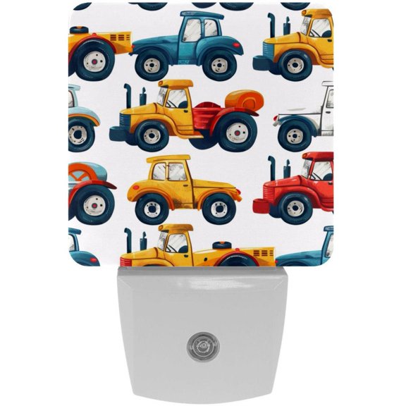 PhooArto Cartoon Tractor Truck Pattern Plug in LED Night Light Auto Sensor Dusk to Dawn Decorative Night for Bedroom, Bathroom, Kitchen, Hallway, Stairs, Baby's Room, Energy Saving