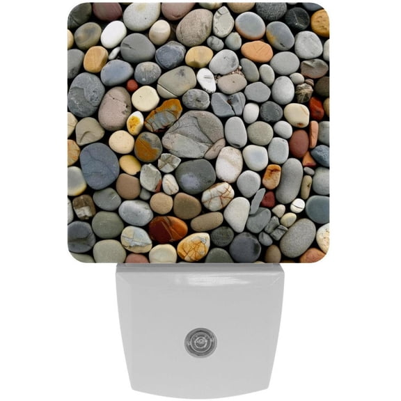 PhooArto Circle Pebble Cobblestones Pattern Plug in LED Night Light Auto Sensor Dusk to Dawn Decorative Night for Bedroom, Bathroom, Kitchen, Hallway, Stairs, Baby's Room, Energy Saving