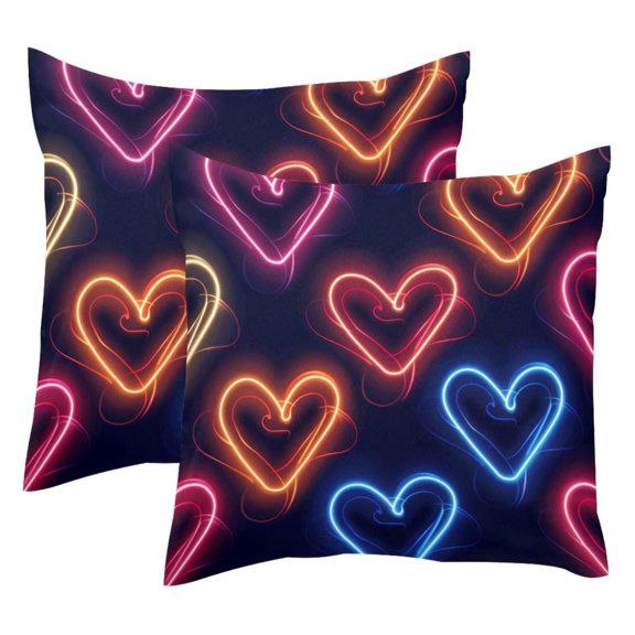 PhooArto Color Love Hearts Pattern Set of 2 Throw Pillow Covers Cases - 16" x 16" Square Decorative Cushion Covers for Sofa Couch Bed Home Decoration