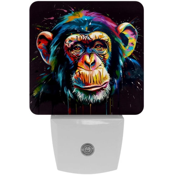 PhooArto Color Monkey Watercolor Splash Plug in LED Night Light Auto Sensor Dusk to Dawn Decorative Night for Bedroom, Bathroom, Kitchen, Hallway, Stairs, Baby's Room, Energy Saving