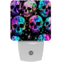 PhooArto Color Skull Head Stars Plug in LED Night Light Auto Sensor Dusk to Dawn Decorative Night for Bedroom, Bathroom, Kitchen, Hallway, Stairs, Baby's Room, Energy Saving