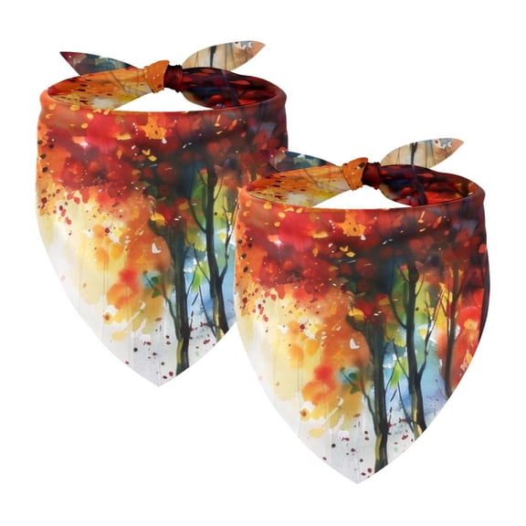 PhooArto Color Trees Watercolors Print Dog Bandanas, 2 Pack Soft Washable Pet Scarf Triangle for Large Dogs Puppies and Cats
