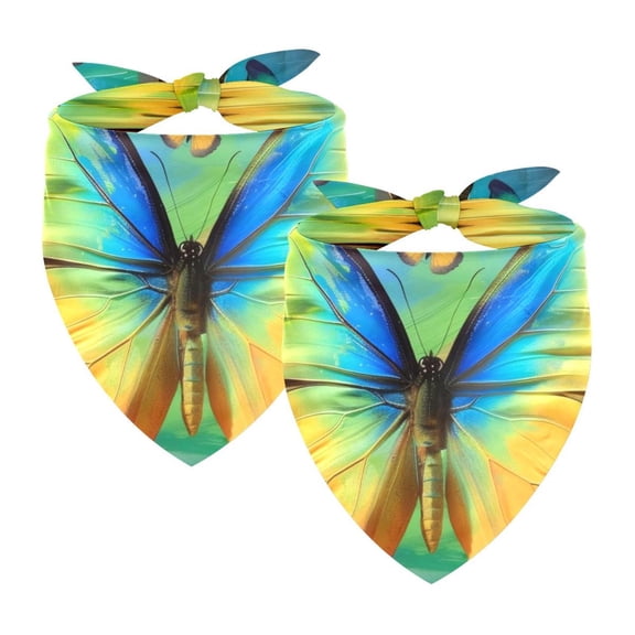 PhooArto Colored Butterfly Rainbow Dog Bandanas, 2 Pack Soft Washable Pet Scarf Triangle for Large Dogs Puppies and Cats