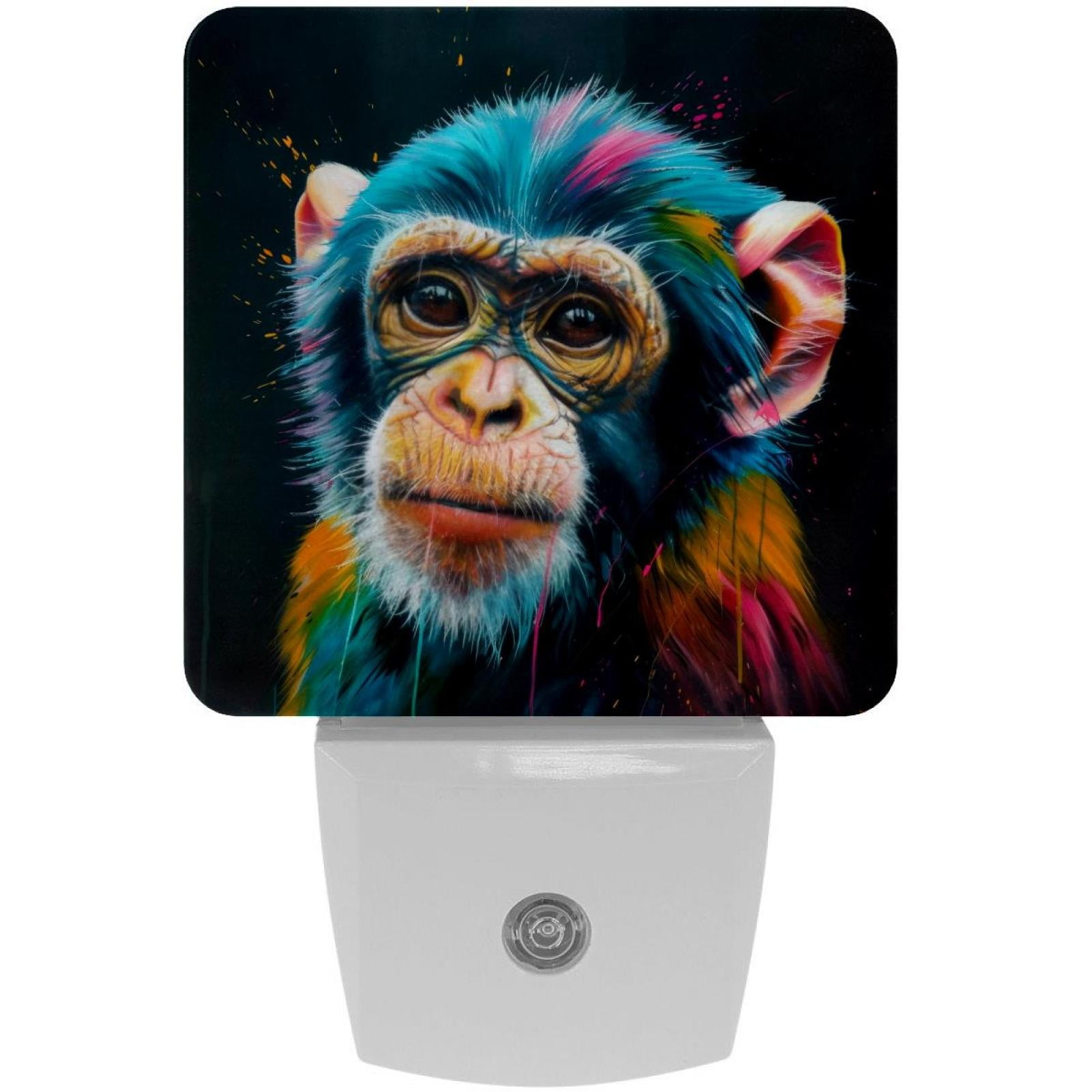 PhooArto Colored Little Monkey Plug in LED Night Light Auto Sensor Dusk to Dawn Decorative Night for Bedroom, Bathroom, Kitchen, Hallway, Stairs, Baby's Room, Energy Saving