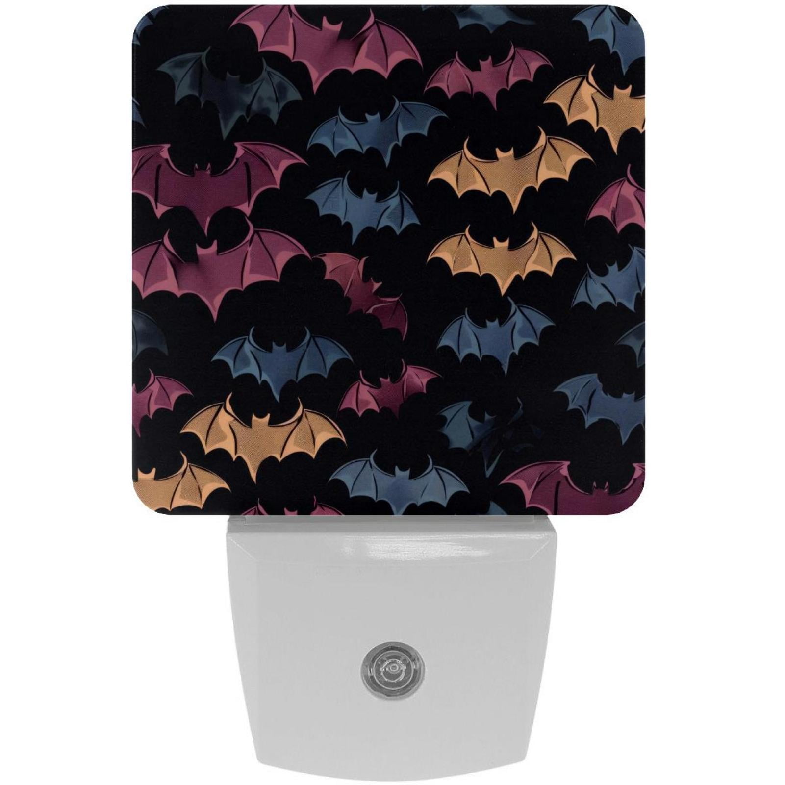 PhooArto Colorful Bats Pattern Plug in LED Night Light Auto Sensor Dusk to Dawn Decorative Night for Bedroom, Bathroom, Kitchen, Hallway, Stairs, Baby's Room, Energy Saving