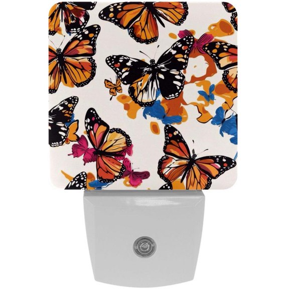 PhooArto Colorful Butterfly Pattern Plug in LED Night Light Auto Sensor Dusk to Dawn Decorative Night for Bedroom, Bathroom, Kitchen, Hallway, Stairs, Baby's Room, Energy Saving