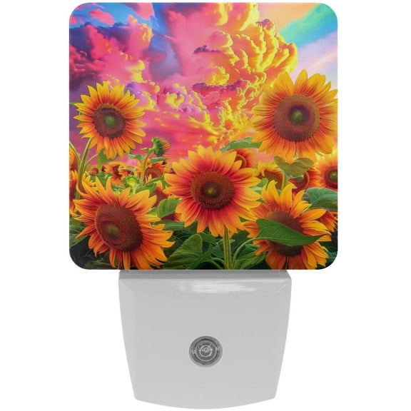 PhooArto Colorful Cloud Sunflowers Plug in LED Night Light Auto Sensor Dusk to Dawn Decorative Night for Bedroom, Bathroom, Kitchen, Hallway, Stairs, Baby's Room, Energy Saving