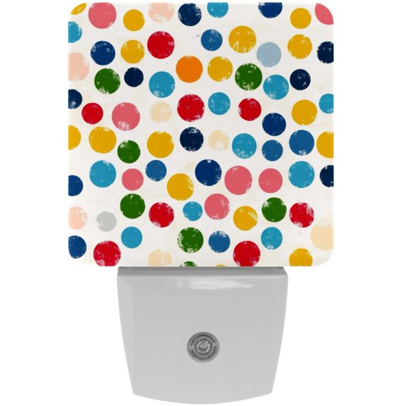 PhooArto Colorful Dot Pattern Plug in LED Night Light Auto Sensor Dusk to Dawn Decorative Night for Bedroom, Bathroom, Kitchen, Hallway, Stairs, Baby's Room, Energy Saving
