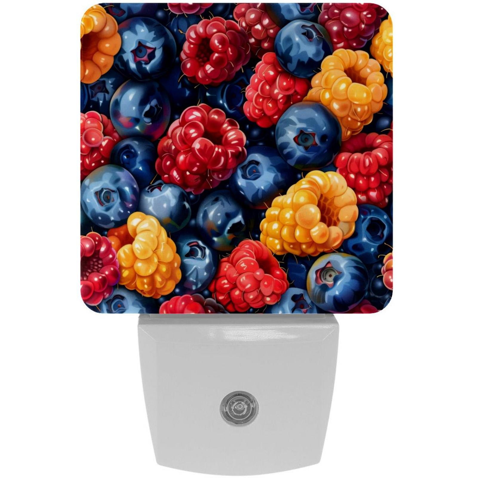 PhooArto Colorful Fruits Pattern Plug in LED Night Light Auto Sensor Dusk to Dawn Decorative Night for Bedroom, Bathroom, Kitchen, Hallway, Stairs, Baby's Room, Energy Saving