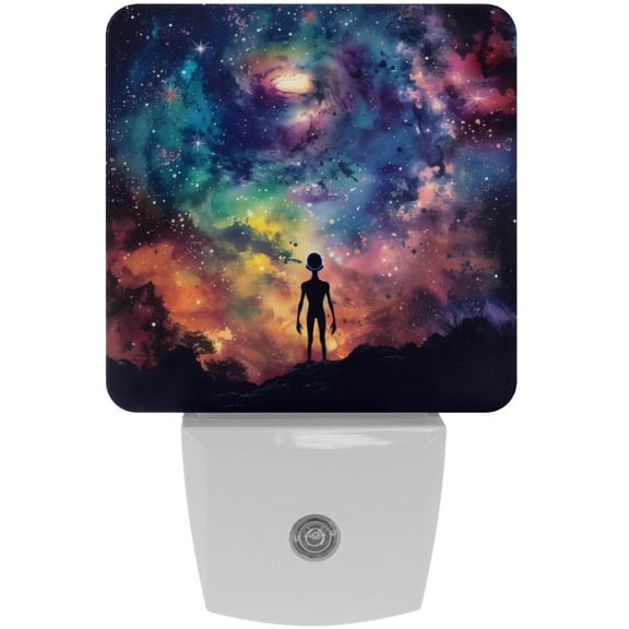 PhooArto Colorful Galaxy Alien Plug in LED Night Light Auto Sensor Dusk to Dawn Decorative Night for Bedroom, Bathroom, Kitchen, Hallway, Stairs, Baby's Room, Energy Saving