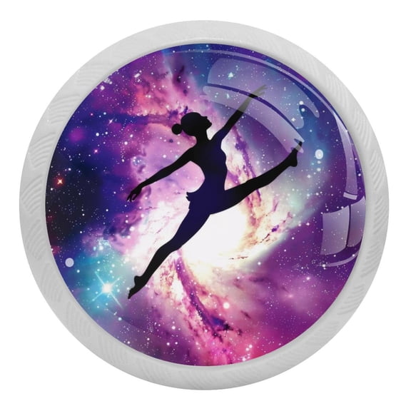 PhooArto Colorful Galaxy and Dancer 4 PCS Crystal Glass Cabinet Knobs, Drawer Kitchen Cabinets Dresser Cupboard Wardrobe Pulls Handle - Glowing in the Dark