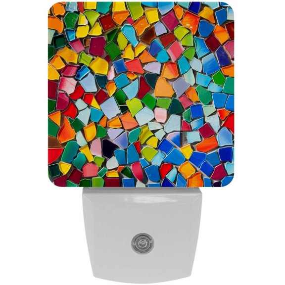 PhooArto Colorful Mosaic Art Pattern Plug in LED Night Light Auto Sensor Dusk to Dawn Decorative Night for Bedroom, Bathroom, Kitchen, Hallway, Stairs, Baby's Room, Energy Saving