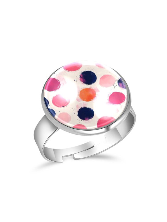 Colorful Pastel Dot Stainless Steel Rings for Women, Open Adjustable Ring Promise Ring Jewelry Gifts