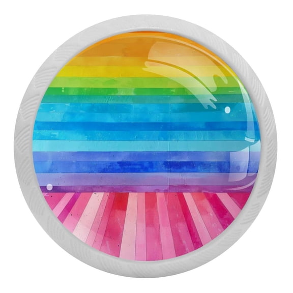 PhooArto Colorful Rainbow Pattern 4 PCS Crystal Glass Cabinet Knobs, Drawer Kitchen Cabinets Dresser Cupboard Wardrobe Pulls Handle - Glowing in the Dark