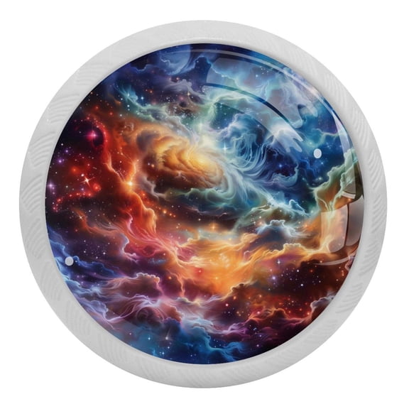 PhooArto Colorful Shining Stars Galaxy 4 PCS Crystal Glass Cabinet Knobs, Drawer Kitchen Cabinets Dresser Cupboard Wardrobe Pulls Handle - Glowing in the Dark