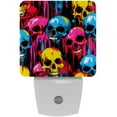 thumbnail image 1 of PhooArto Colorful Splash Skull Pattern Plug in LED Night Light Auto Sensor Dusk to Dawn Decorative Night for Bedroom, Bathroom, Kitchen, Hallway, Stairs, Baby's Room, Energy Saving, 1 of 7
