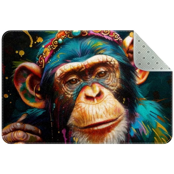 PhooArto Colorful Tribal Monkey Decorative Doormat, 31x20in Non-Skid Rectangular Floor Mat Switch Mat Area Rug for Indoor Outdoor Home Garden