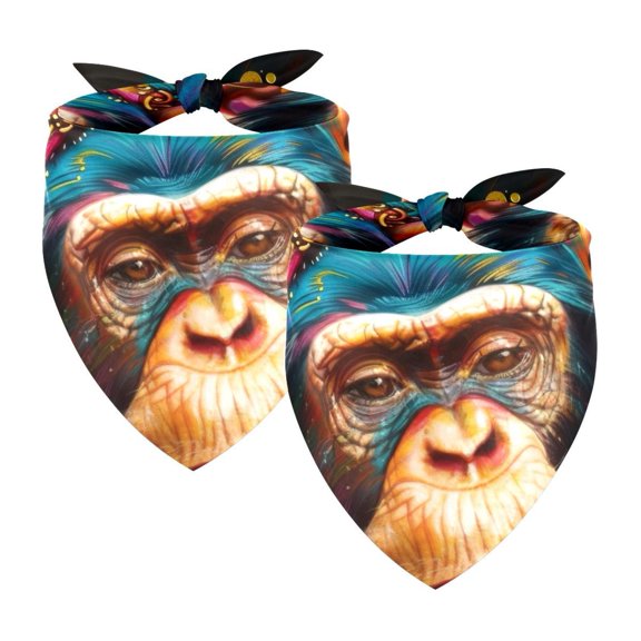 PhooArto Colorful Tribal Monkey Dog Bandanas, 2 Pack Soft Washable Pet Scarf Triangle for Large Dogs Puppies and Cats