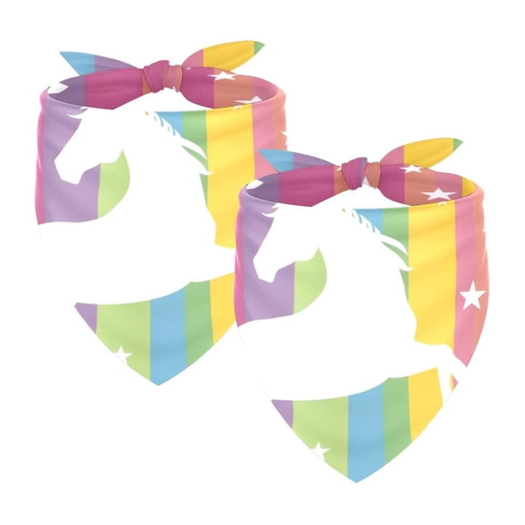 PhooArto Colorful Unicorn Rainbow Star Pattern Dog Bandanas, 2 Pack Soft Washable Pet Scarf Triangle for Large Dogs Puppies and Cats