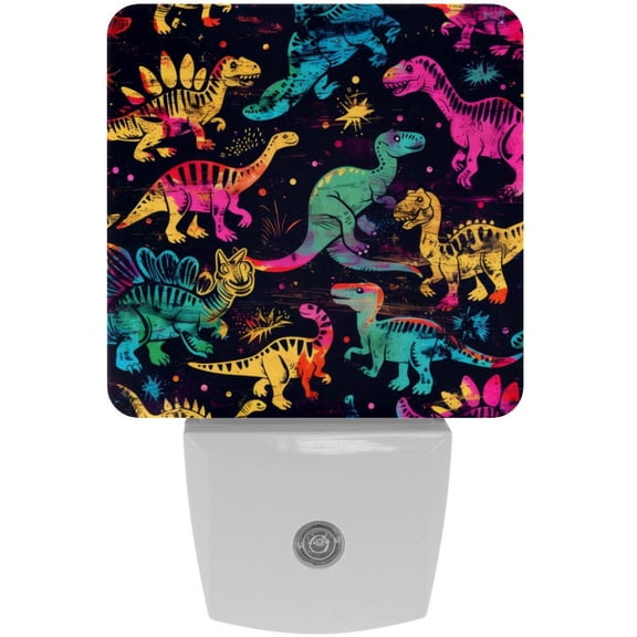 PhooArto Colors Animal Dinosaur Pattern Plug in LED Night Light Auto Sensor Dusk to Dawn Decorative Night for Bedroom, Bathroom, Kitchen, Hallway, Stairs, Baby's Room, Energy Saving