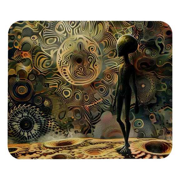 PhooArto Comfortable Mouse Pad Alien Standing Bizarre Pattern Desktop Mousepad , 21 x 25 cm Mouse Mat, Non-Slip Rubber Base, Improves Speed and Precision