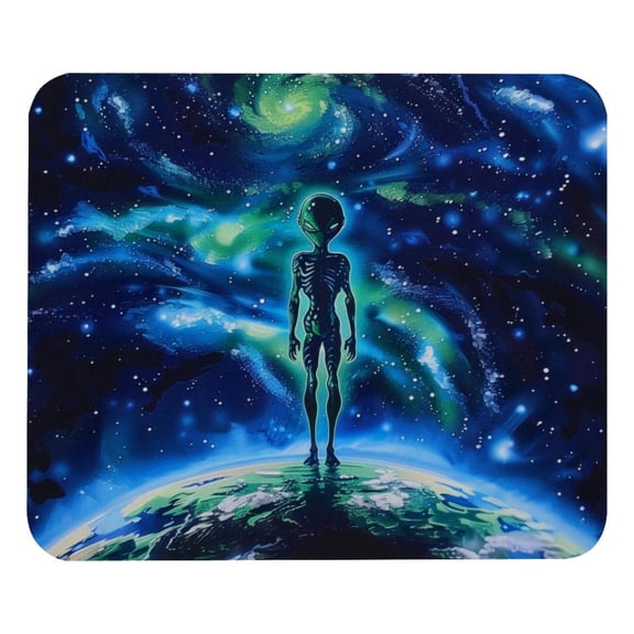 PhooArto Comfortable Mouse Pad Alien Stands Earth Desktop Mousepad , 21 x 25 cm Mouse Mat, Non-Slip Rubber Base, Improves Speed and Precision