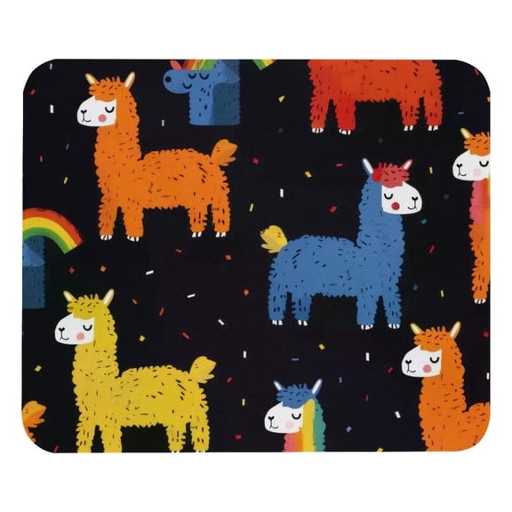 PhooArto Comfortable Mouse Pad Alpaca and Rainbow Desktop Mousepad , 21 x 25 cm Mouse Mat, Non-Slip Rubber Base, Improves Speed and Precision