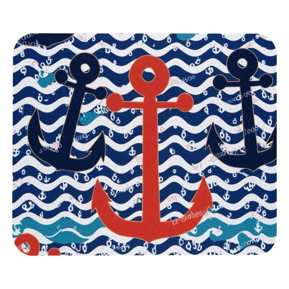 PhooArto Comfortable Mouse Pad Anchor Blue Wave Stripes Patterns Desktop Mousepad , 21 x 25 cm Mouse Mat, Non-Slip Rubber Base, Improves Speed and Precision