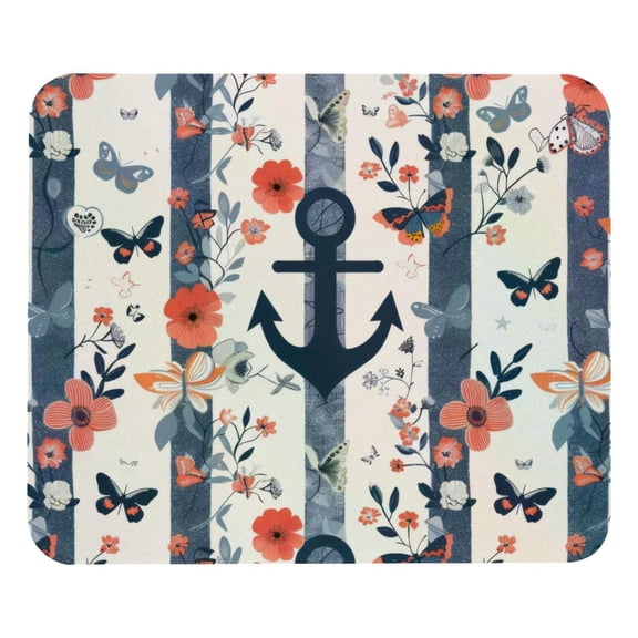 PhooArto Comfortable Mouse Pad Anchor Butterfly Stripe Desktop Mousepad , 21 x 25 cm Mouse Mat, Non-Slip Rubber Base, Improves Speed and Precision