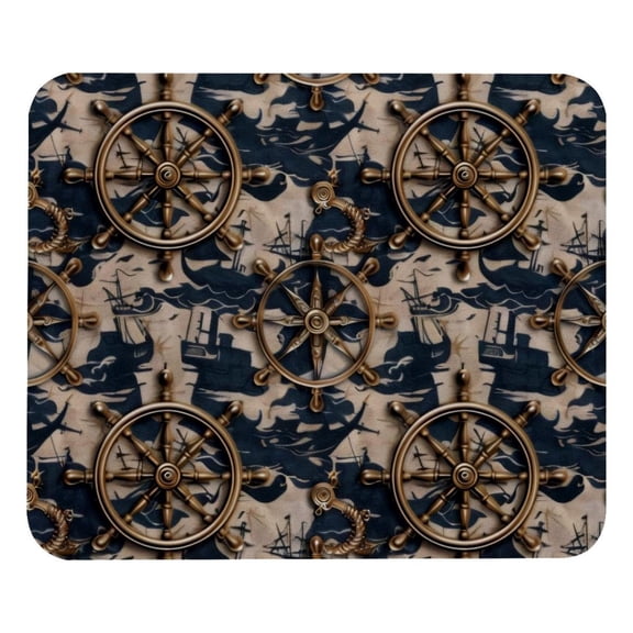 PhooArto Comfortable Mouse Pad Anchor Steering Wheels Pattern Desktop Mousepad , 21 x 25 cm Mouse Mat, Non-Slip Rubber Base, Improves Speed and Precision
