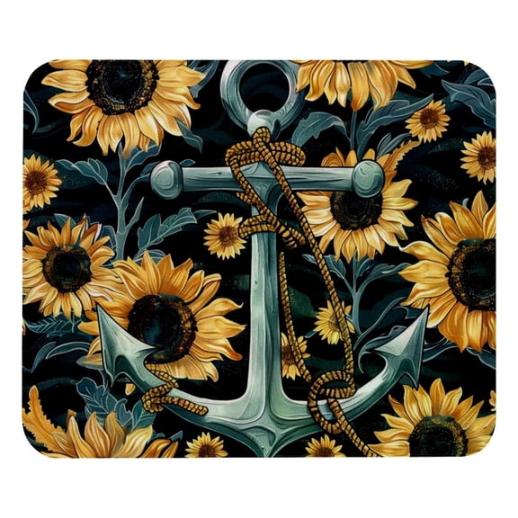 PhooArto Comfortable Mouse Pad Anchor Sunflowers Pattern Desktop Mousepad , 21 x 25 cm Mouse Mat, Non-Slip Rubber Base, Improves Speed and Precision