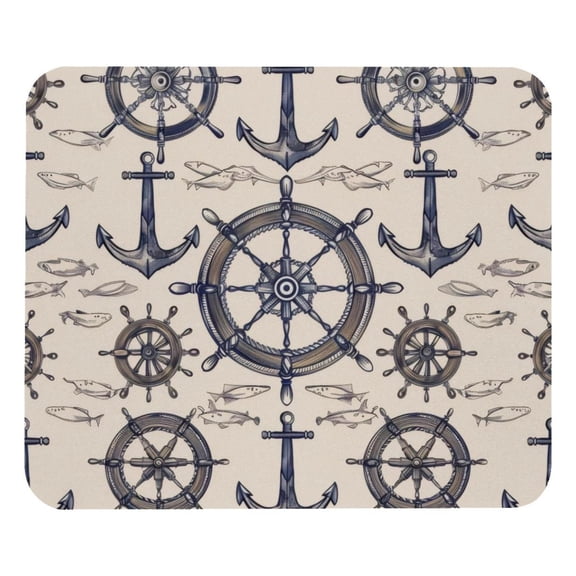PhooArto Comfortable Mouse Pad Anchors Steering Wheels Pattern Desktop Mousepad , 21 x 25 cm Mouse Mat, Non-Slip Rubber Base, Improves Speed and Precision