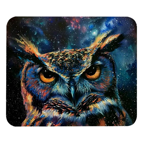 PhooArto Comfortable Mouse Pad Animal Owl Galaxy Space Desktop Mousepad , 21 x 25 cm Mouse Mat, Non-Slip Rubber Base, Improves Speed and Precision