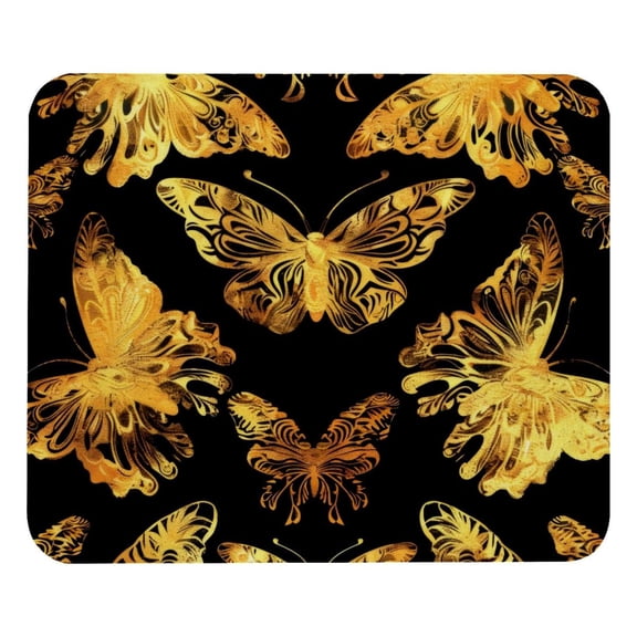 PhooArto Comfortable Mouse Pad Art Golden Butterfly Pattern Desktop Mousepad , 21 x 25 cm Mouse Mat, Non-Slip Rubber Base, Improves Speed and Precision