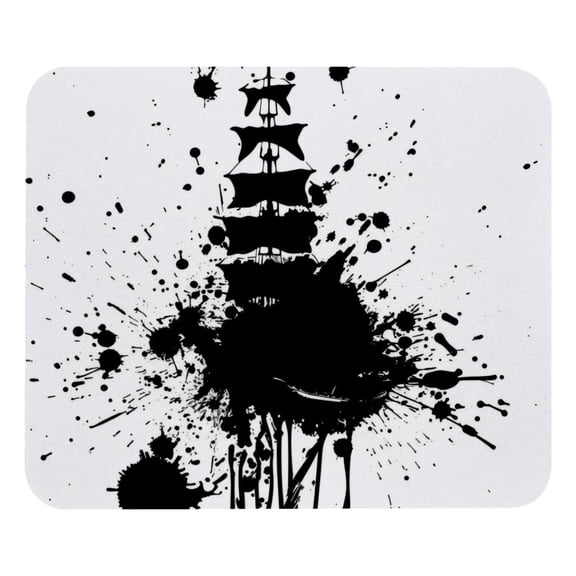 PhooArto Comfortable Mouse Pad Black Ink Splatter Dots Ship Desktop Mousepad , 21 x 25 cm Mouse Mat, Non-Slip Rubber Base, Improves Speed and Precision