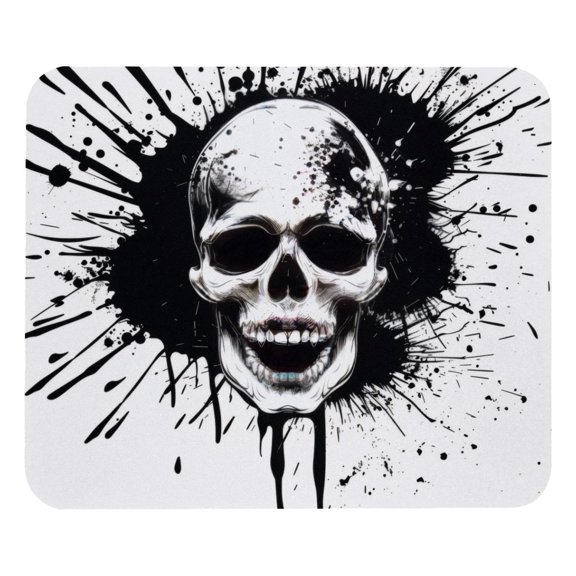 PhooArto Comfortable Mouse Pad Black Splash Skull Pattern Desktop Mousepad , 21 x 25 cm Mouse Mat, Non-Slip Rubber Base, Improves Speed and Precision