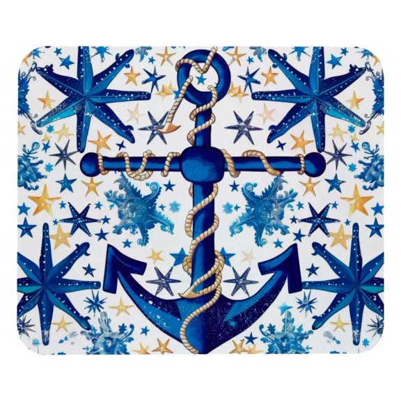 PhooArto Comfortable Mouse Pad Blue Anchor Compass Pattern Desktop Mousepad , 21 x 25 cm Mouse Mat, Non-Slip Rubber Base, Improves Speed and Precision