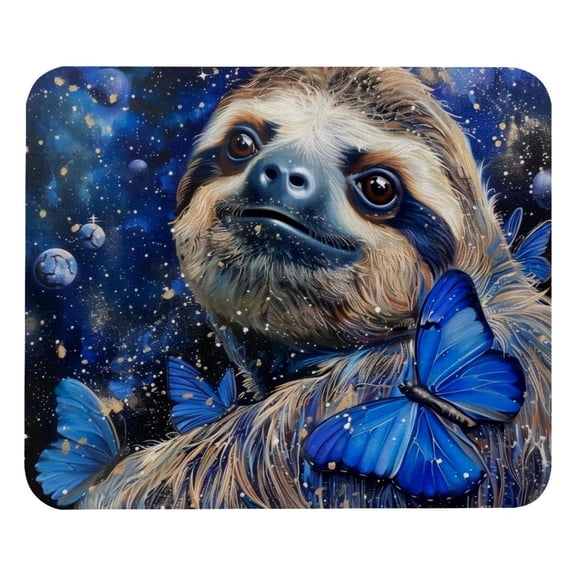 PhooArto Comfortable Mouse Pad Blue Butterflies Sloth Galaxy Desktop Mousepad , 21 x 25 cm Mouse Mat, Non-Slip Rubber Base, Improves Speed and Precision