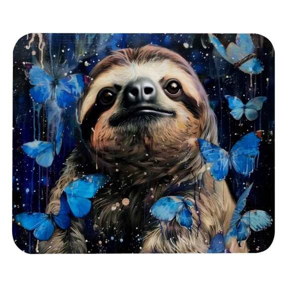 PhooArto Comfortable Mouse Pad Blue Butterfly Sloth Galaxy Desktop Mousepad , 21 x 25 cm Mouse Mat, Non-Slip Rubber Base, Improves Speed and Precision