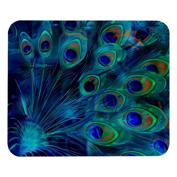 PhooArto Comfortable Mouse Pad Blue Peacock Feather Background Desktop Mousepad , 21 x 25 cm Mouse Mat, Non-Slip Rubber Base, Improves Speed and Precision