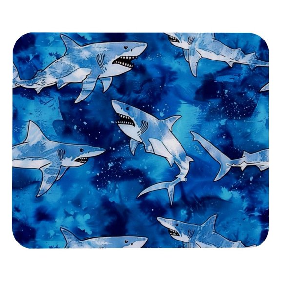 PhooArto Comfortable Mouse Pad Blue Tie Dye Sharks Pattern Desktop Mousepad , 21 x 25 cm Mouse Mat, Non-Slip Rubber Base, Improves Speed and Precision