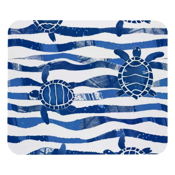 PhooArto Comfortable Mouse Pad Blue Turtle Wave Stripe Pattern Desktop Mousepad , 21 x 25 cm Mouse Mat, Non-Slip Rubber Base, Improves Speed and Precision