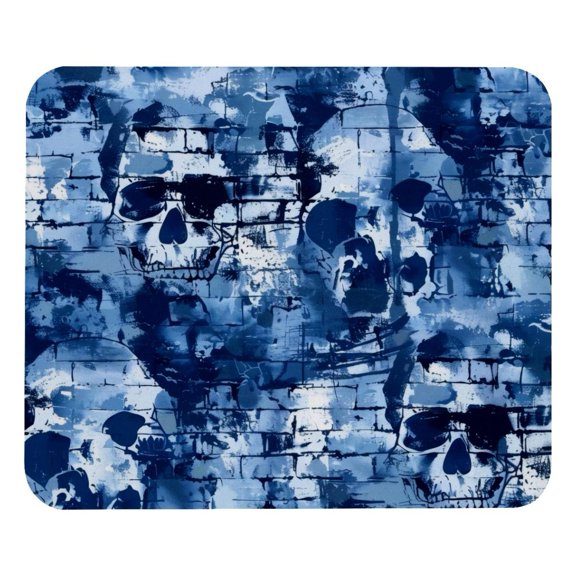 PhooArto Comfortable Mouse Pad Blue Wall Skull Pattern Desktop Mousepad , 21 x 25 cm Mouse Mat, Non-Slip Rubber Base, Improves Speed and Precision