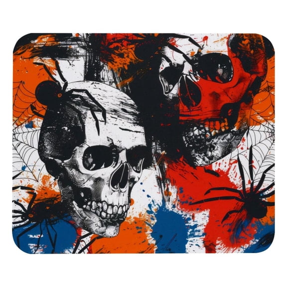PhooArto Comfortable Mouse Pad Bright Skulls Spiders Pattern Desktop Mousepad , 21 x 25 cm Mouse Mat, Non-Slip Rubber Base, Improves Speed and Precision