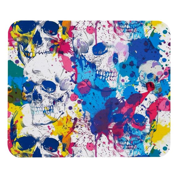 PhooArto Comfortable Mouse Pad Bright Skulls Splash Pattern Desktop Mousepad , 21 x 25 cm Mouse Mat, Non-Slip Rubber Base, Improves Speed and Precision