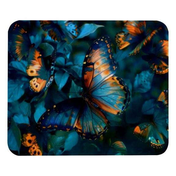 PhooArto Comfortable Mouse Pad Butterfly Blue Pattern Desktop Mousepad , 21 x 25 cm Mouse Mat, Non-Slip Rubber Base, Improves Speed and Precision