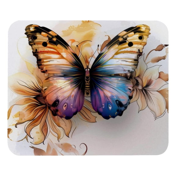 PhooArto Comfortable Mouse Pad Butterfly Floral Painting Desktop Mousepad , 21 x 25 cm Mouse Mat, Non-Slip Rubber Base, Improves Speed and Precision