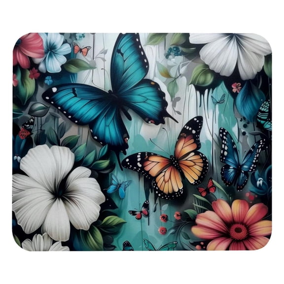 PhooArto Comfortable Mouse Pad Butterfly and Flowers Desktop Mousepad , 21 x 25 cm Mouse Mat, Non-Slip Rubber Base, Improves Speed and Precision